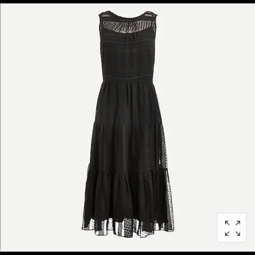 J crew tiered midi dress in clip dot